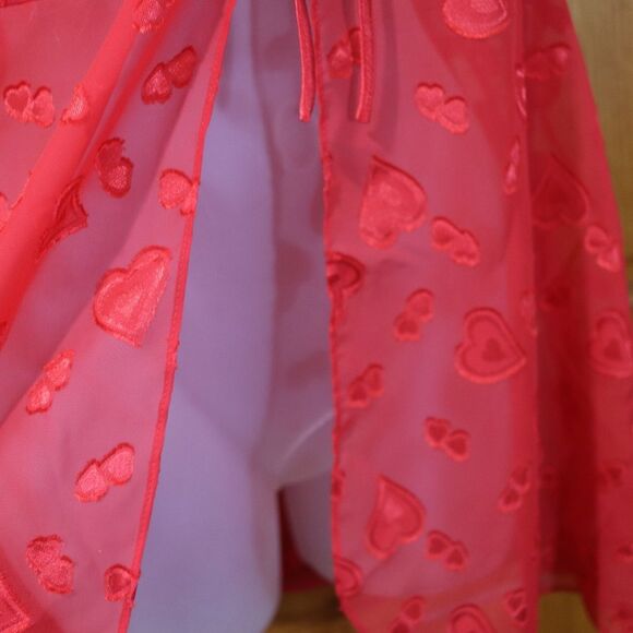 Inner Most Vintage Red Heart Chemise Lingerie Feather Trim Medium - Picture 7 of 13